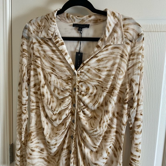 Jane+Delancey Elegant Cream and Brown Women's Top size large - Picture 3 of 8